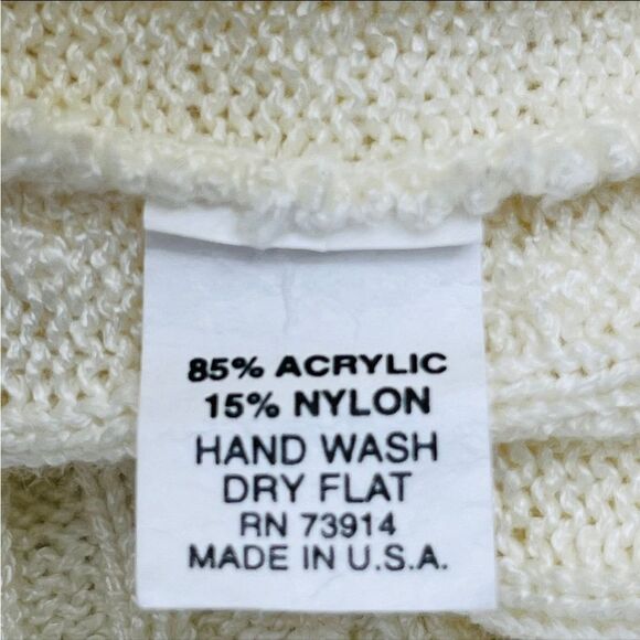 Vintage 90’s Alfred Dunner Cable Knit Sweater in Cream Women’s Size PM - Picture 8 of 9